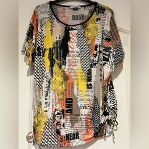 Vibrant Graphic Print Short Sleeve Top
